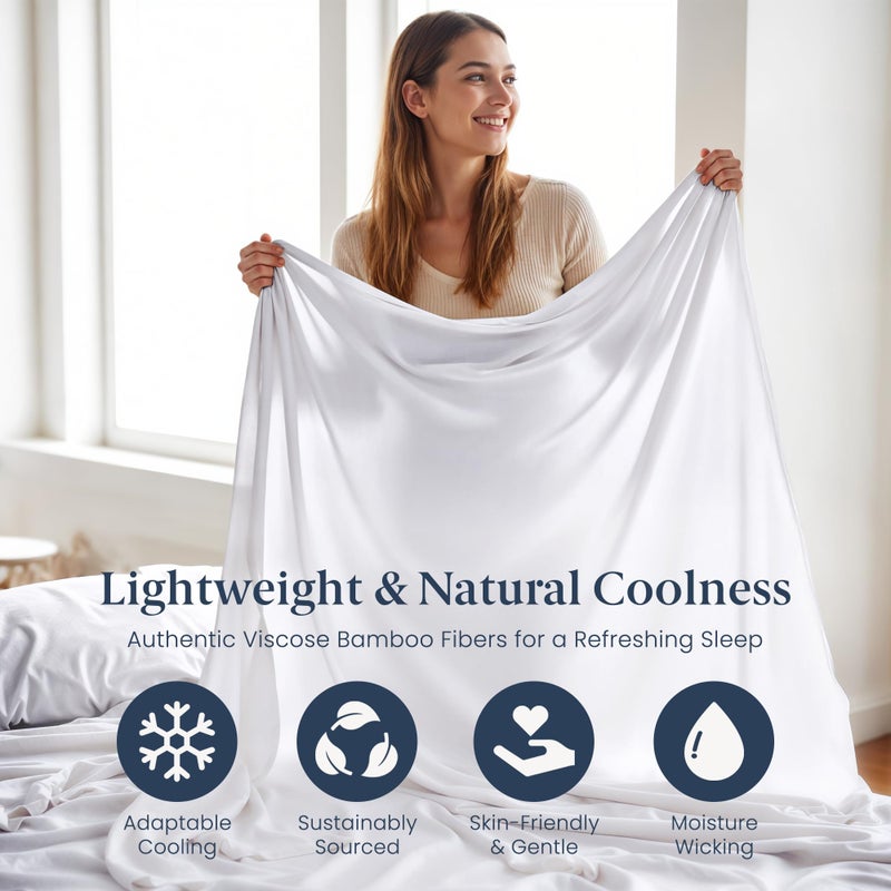 Ella Jayne Viscose Derived from Bamboo Sheets King Size Set (4 Pieces) King Size, Ultra Soft & Luxuriously Cooling, Eco-Friendly King Size Sheets Set Deep Pockets 16 Inch (White) - Image 5